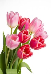 Naklejka premium Pink and red tulips bouquet