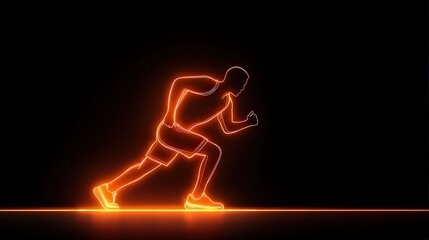 Obraz premium Futuristic Neon Runner: Silhouette in Motion on Black