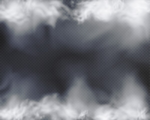 Special effect of steam, smoke, fog, clouds. A dreamy white smog explosion isolated on transparent background. Perfect for magic, dream, or explosion concepts.