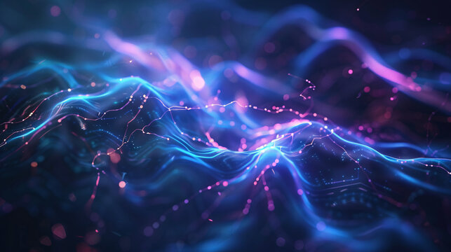 Glowing neural pathways interwoven in an elegant dark background for a modern AI concept design.