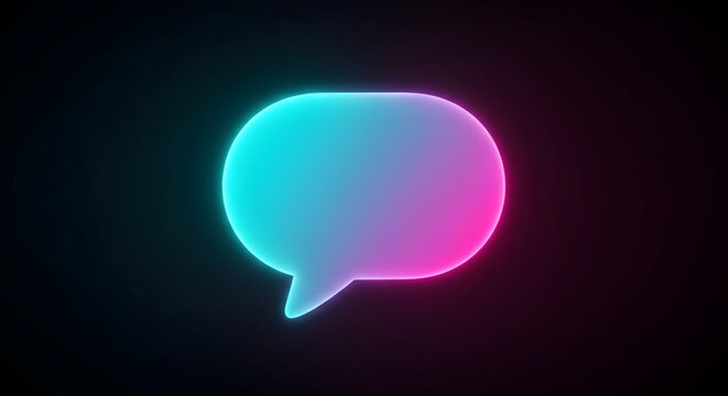 Glowing Speech Bubble Icon with Blue and Pink Gradient - Powered by Adobe