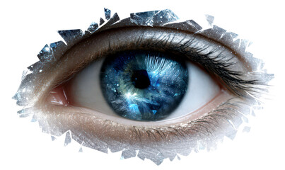 Eye Surrounded by Shattered Glass Isolate on Transparent Background, cutout, png