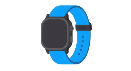 Fototapeta premium Smartwatch with Blue Band Flat Lay Isolated on White