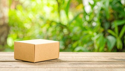 Recyclable Kraft Paper Packaging Box on Wooden Table
