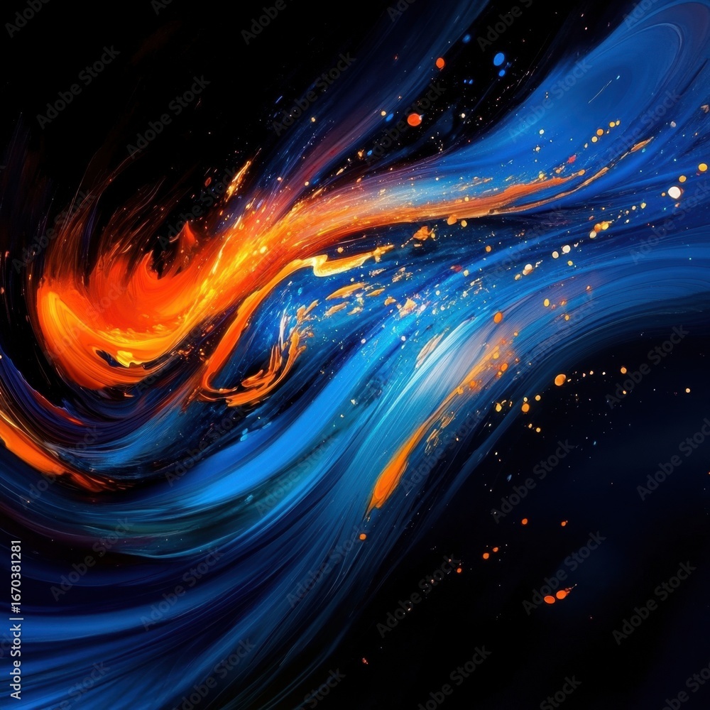 Aufkleber abstract background with swirling blue and orange colors creating a dynamic effect