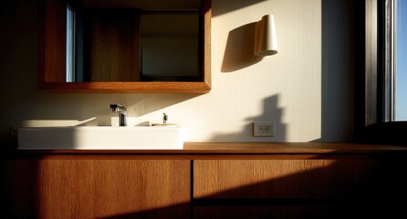 Modern bathroom with warm light
