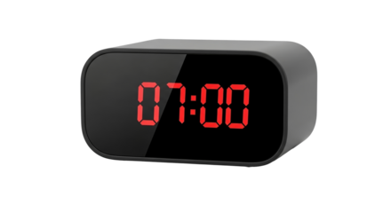 Digital alarm clock modern design red numbers time display