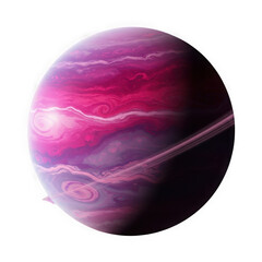 3d swirling gas giant planet with vibrant pink and purple hues transparent background