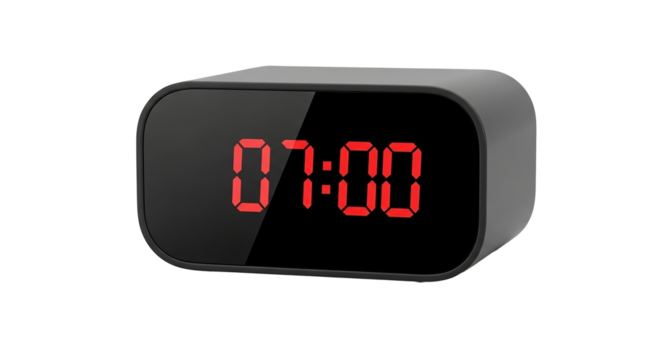 Digital alarm clock modern design red numbers time display