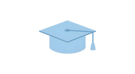 Graduation Cap Illustration Light Blue Design for Education Success