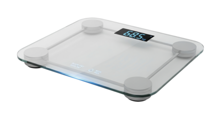 Digital glass top scale with transparent background