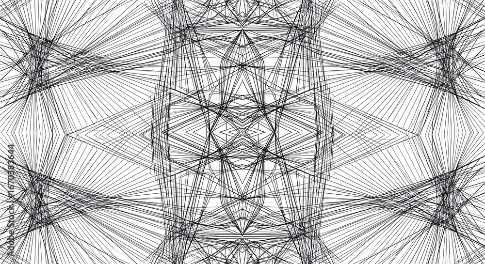 Aufkleber abstract geometric line background in black and white creating a modern artistic backdrop.