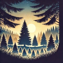 Nature Scene created with stencils