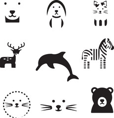 Fototapeta premium set of funny animals,Set of animal faces