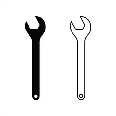 Wrench vector icon illustration. Spanner vector icon. Wrench vector icon set in black and white color. Industrial tools vector icon. Tools sign and symbol icon. Mechanical tools symbol.