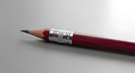 Red pencil on a light gray surface