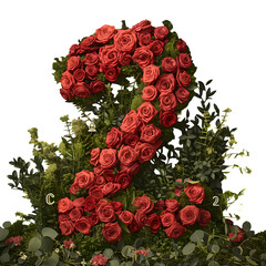 Celebrate a milestone with a stunning floral number two, perfect for birthdays, anniversaries, or special events, crafted with vibrant red roses