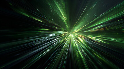 Vibrant green abstract shiny rays modern tech backgrund