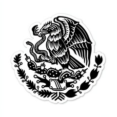 Mexican Coat of Arms Black and White Graphic