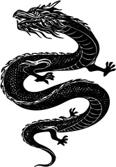 silhouette of a dragon flying in Chinese New Year celebrations