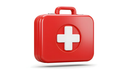 Fototapeta premium First Aid Kit on White Background for Medical Emergency