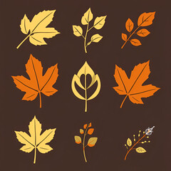 Vector set of decorative autumn leaf silhouettes.