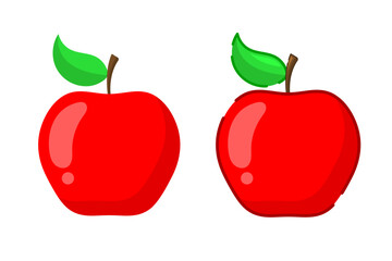 Red Apple Icon Set Isolated on White Background. Fresh Fruit Symbols. Vector Illustration