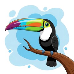 Colorful toucan on branch