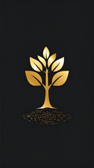 Golden tree of life, growing from the earth