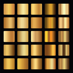 Metallic gold gradients set. Golden gradients 