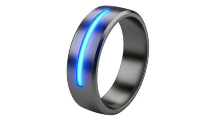 Modern glowing blue line metal ring