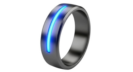 Modern glowing blue line metal ring