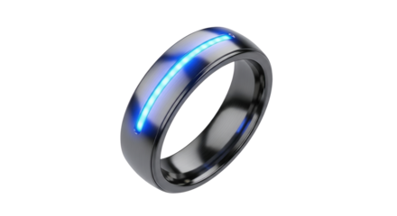 Modern illuminated blue line ring design