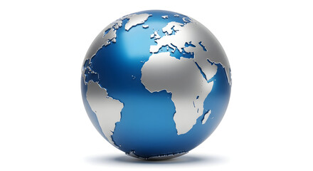 Blue and Silver Globe with White Background for Global Concepts