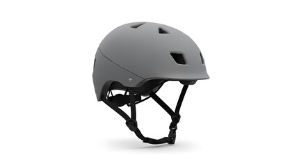 Fototapeta premium Sleek and Modern Gray Bicycle Helmet for Urban Commuting, Safety and Style Combined in a Matte Gray Bicycle Helmet