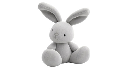 White Plush Rabbit Toy Soft and Cute Isolated on White Background
