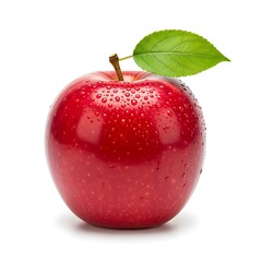 Fresh red apple with leaf