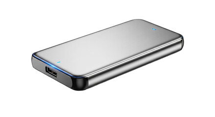 Portable hard drive metallic technology illustration