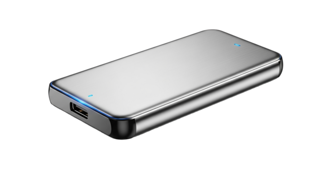 Portable hard drive metallic technology illustration
