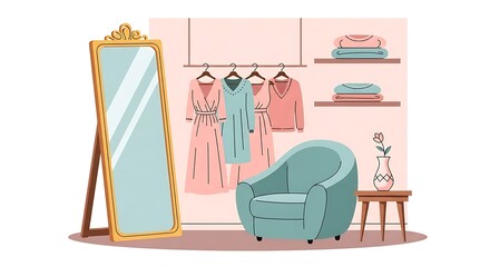 Fashion boutique interior illustration