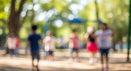 Blurry children's playground scene