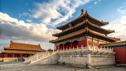 Obraz premium Ancient chinese palace with ornate pagoda and classical architecture