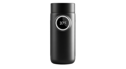 Stylish modern portable temperature display travel mug