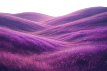 Purple rolling hills creating a surreal landscape with transparent background