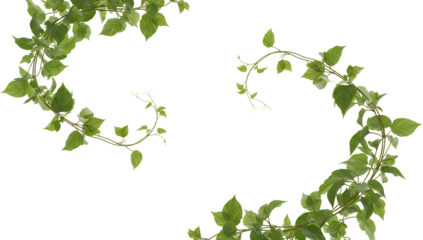 Delicate Green Ivy Vines With Numerous Heart Shaped Leaves Gracefully Curve And Curl Against A Transparent Background Isolate
