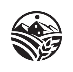 farming logo and black color silhouette