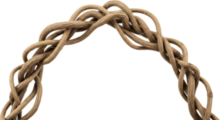 Natural brown woven branches forming an arch isolate nature wood organic texture material design raw