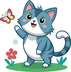 Cartoon Cat, Cute Cartoon Cat, Cute Cartoon Cat Vector Set, Adorable Cat Vector Art.