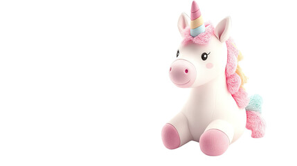 Adorable Plush Unicorn Toy for Kids Isolated on White Background

