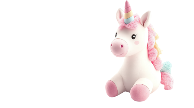 Adorable Plush Unicorn Toy for Kids Isolated on White Background